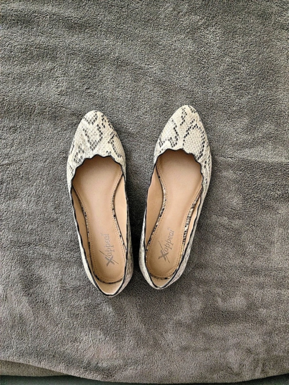 Xappeal nake Print Scalloped Flats